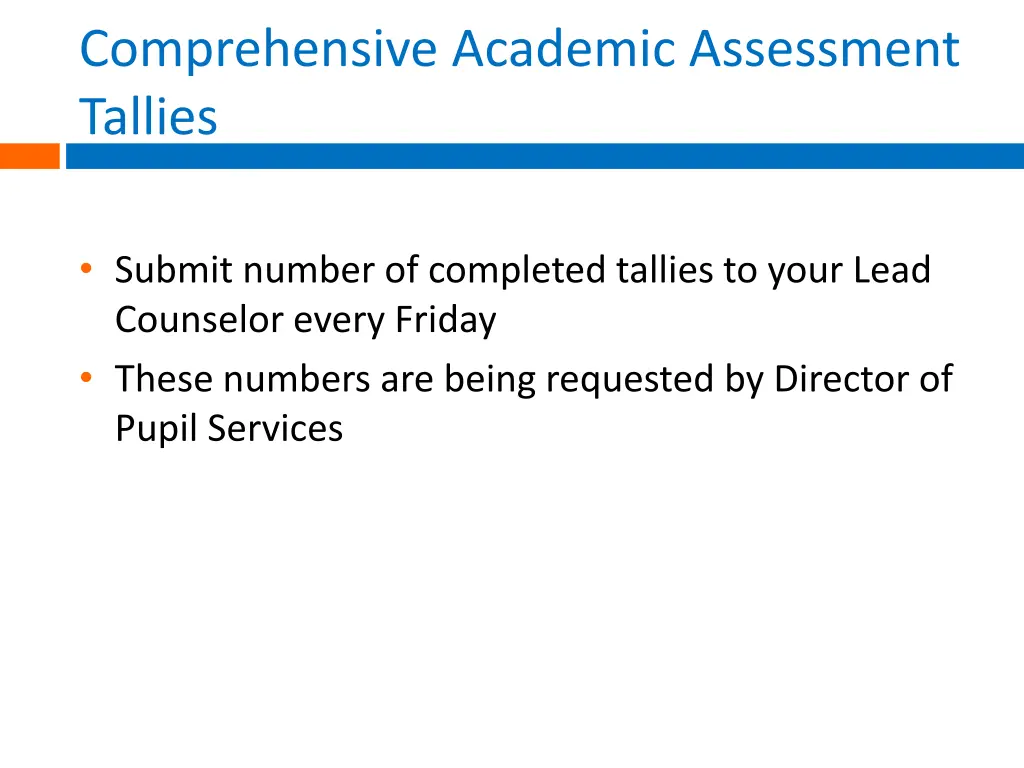 comprehensive academic assessment tallies