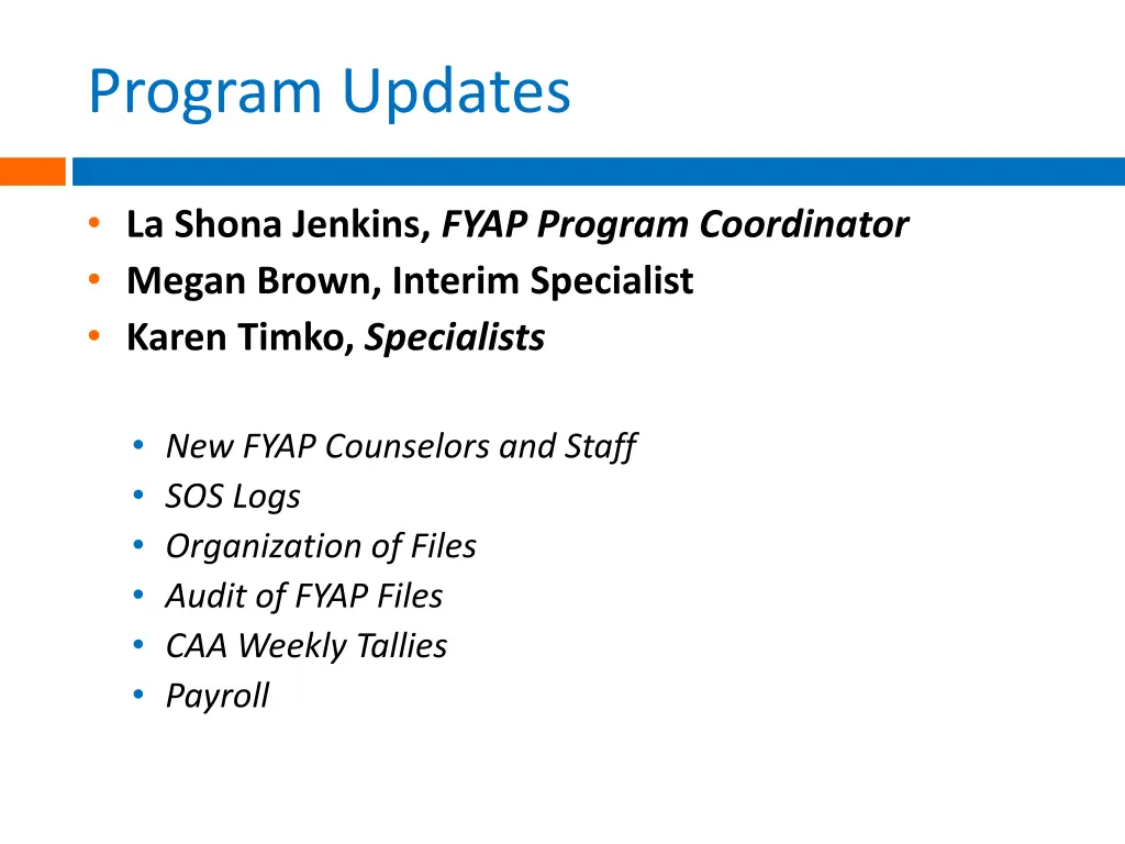 program updates