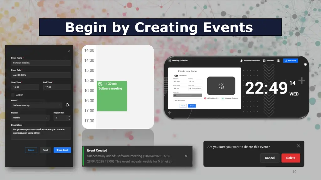 begin by creating events