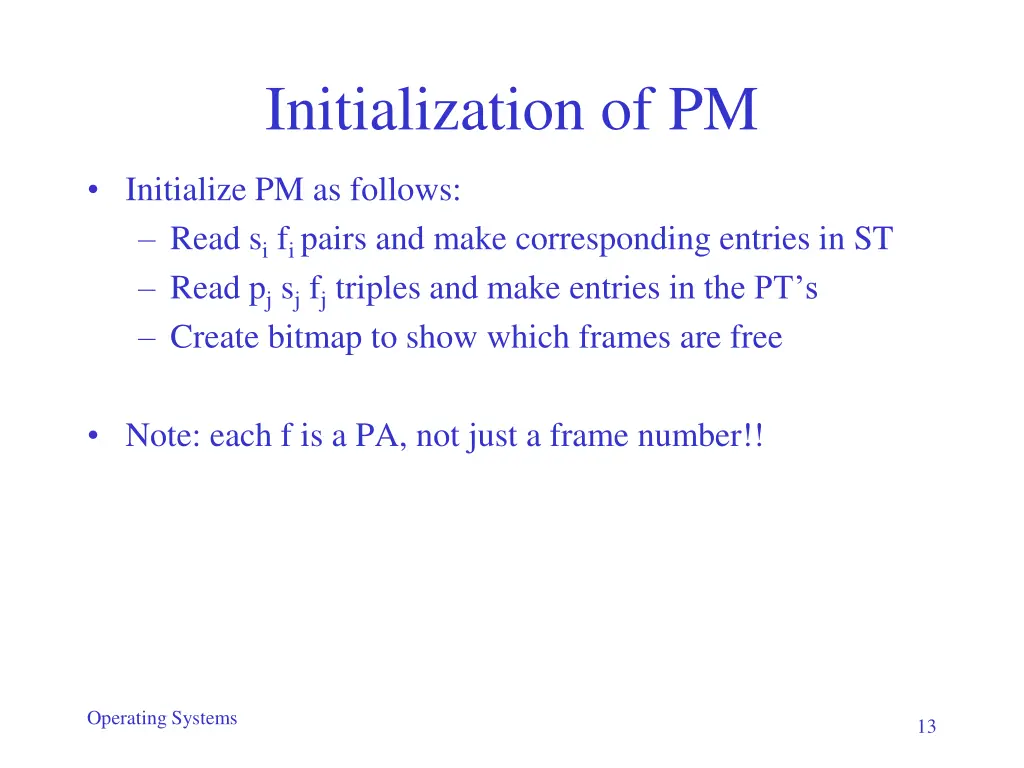 initialization of pm 1