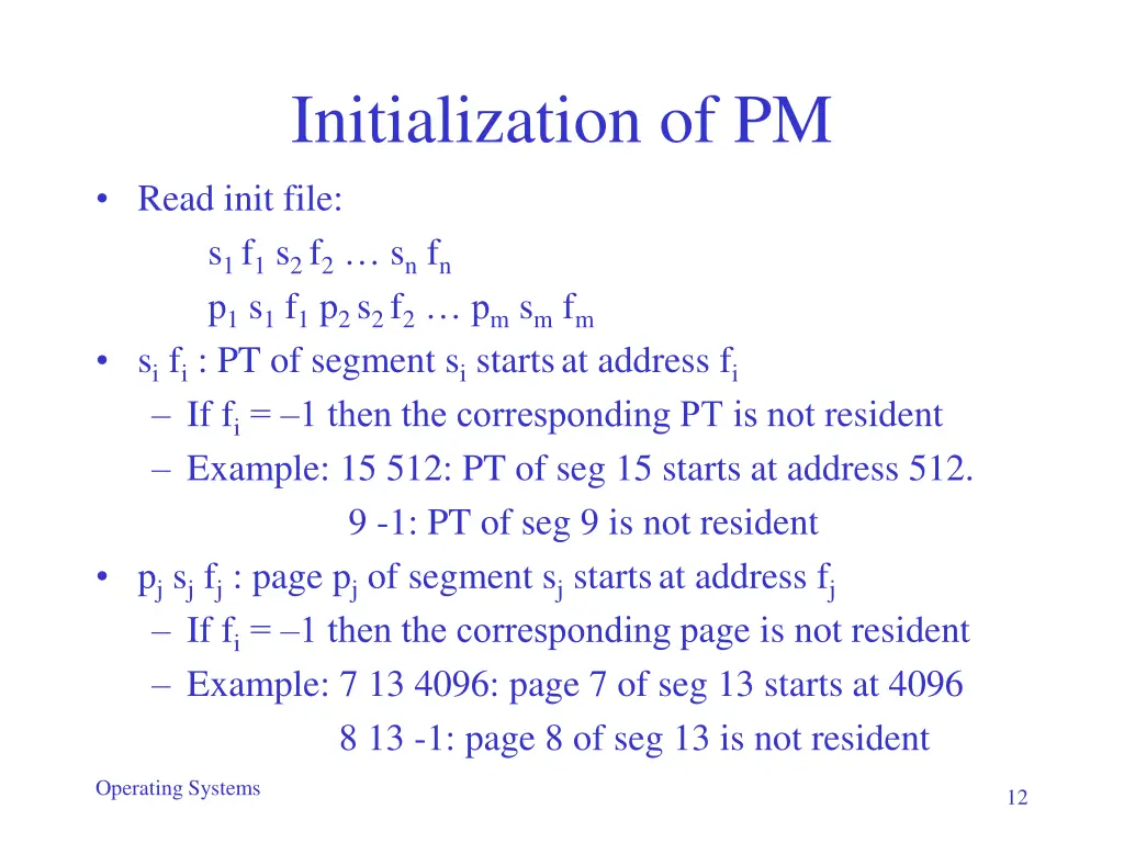initialization of pm