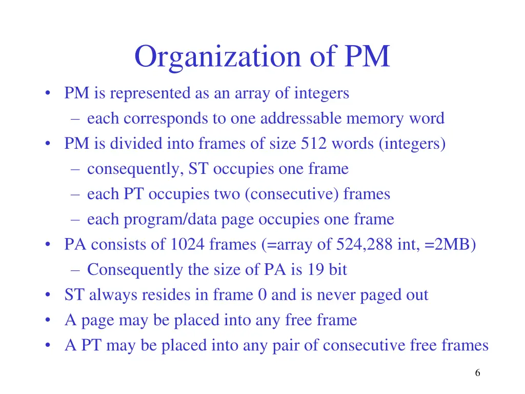 organization of pm