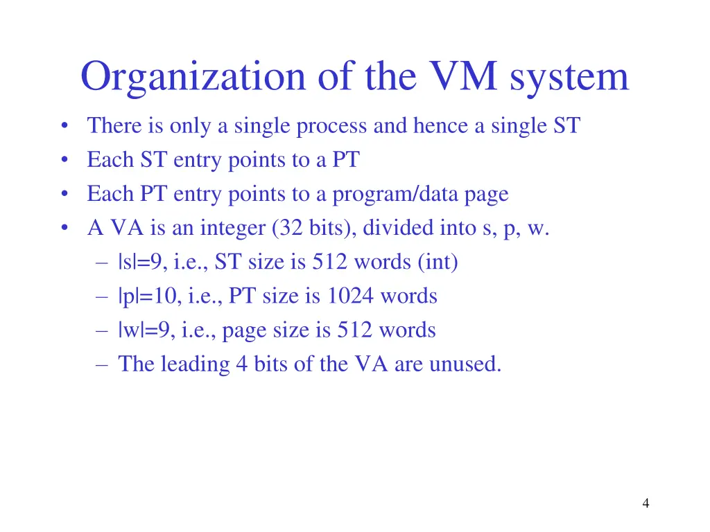 organization of the vm system