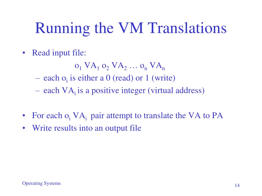 running the vm translations