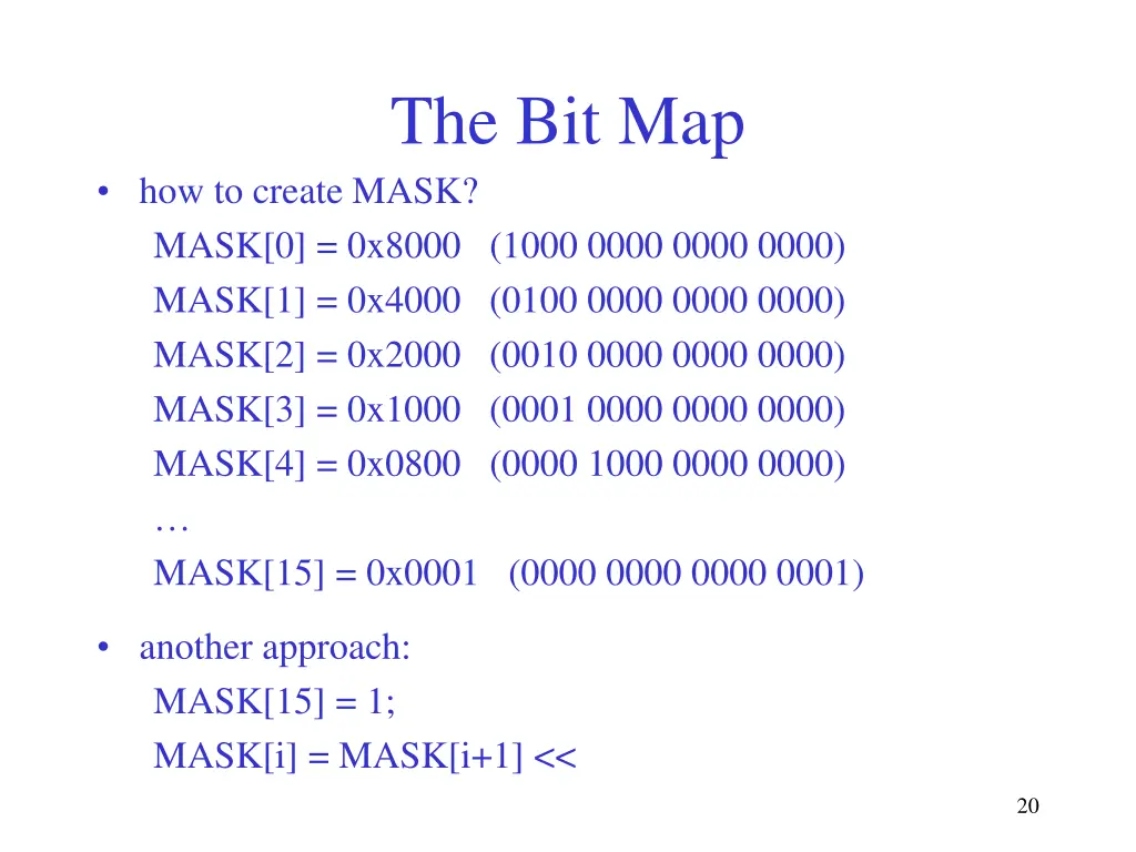 the bit map 1