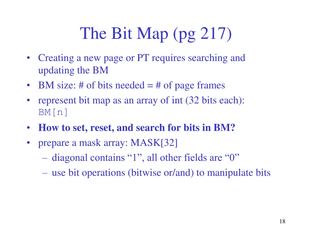 the bit map pg 217