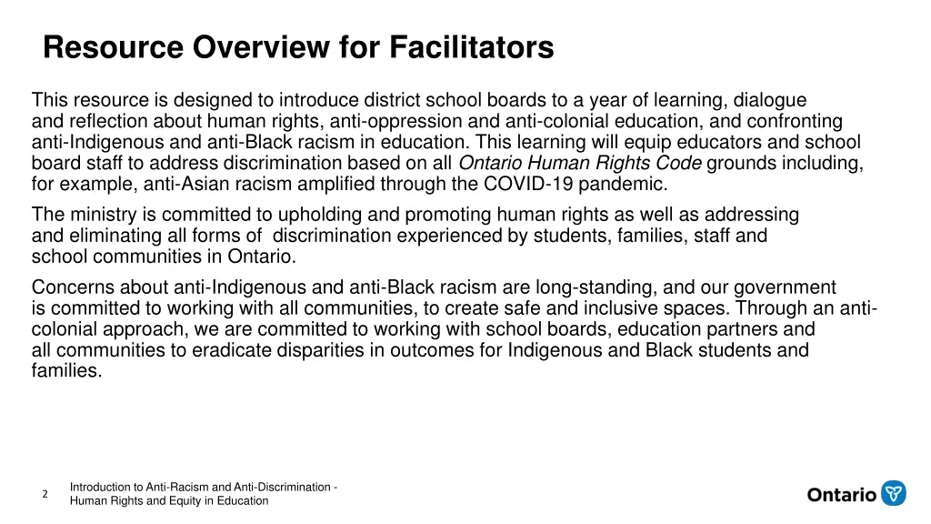 resource overview for facilitators