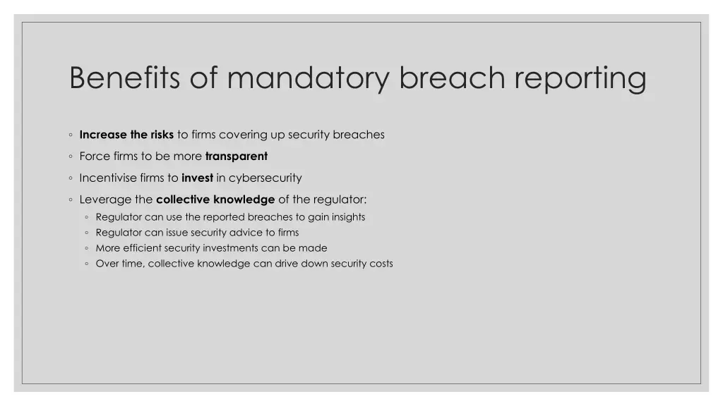 benefits of mandatory breach reporting