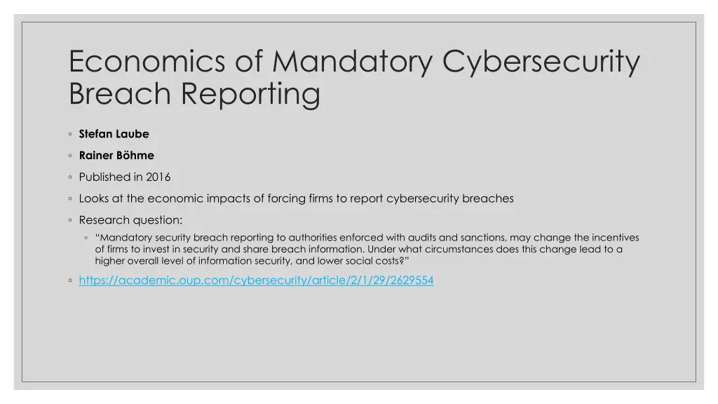 economics of mandatory cybersecurity breach 1