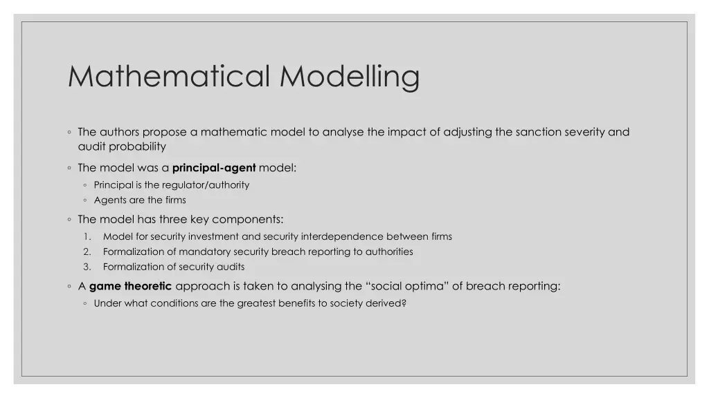 mathematical modelling