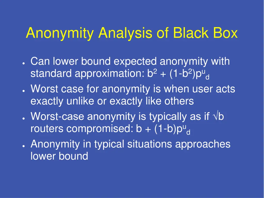 anonymity analysis of black box