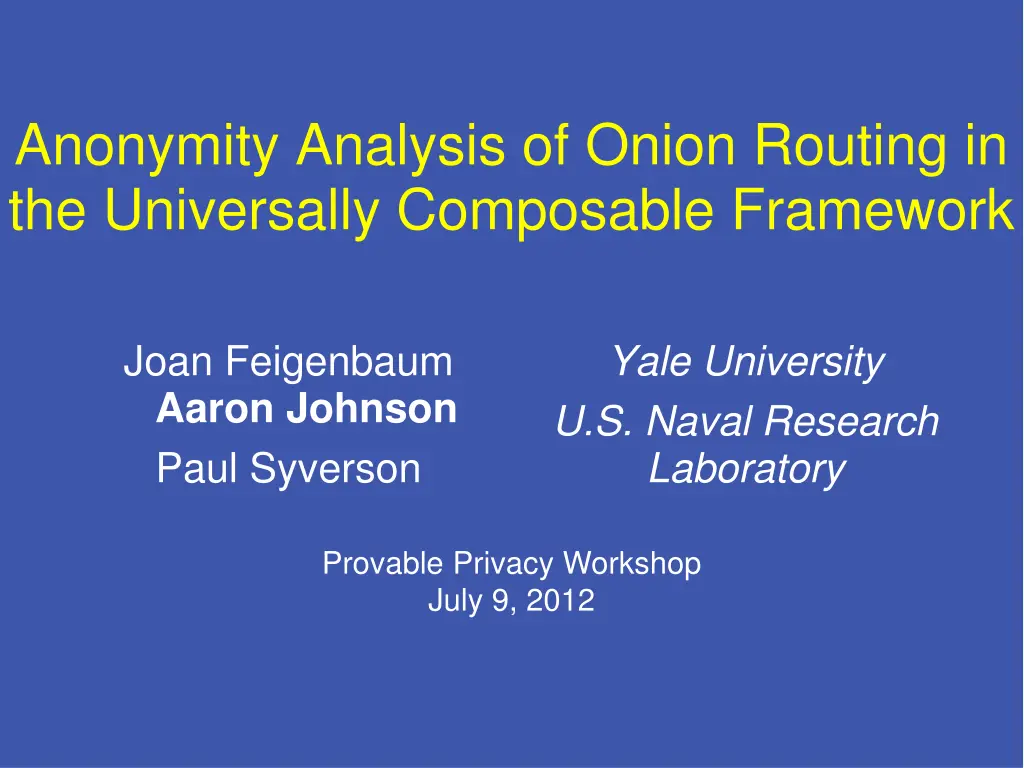 anonymity analysis of onion routing