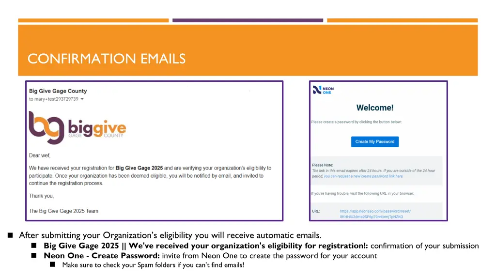 confirmation emails