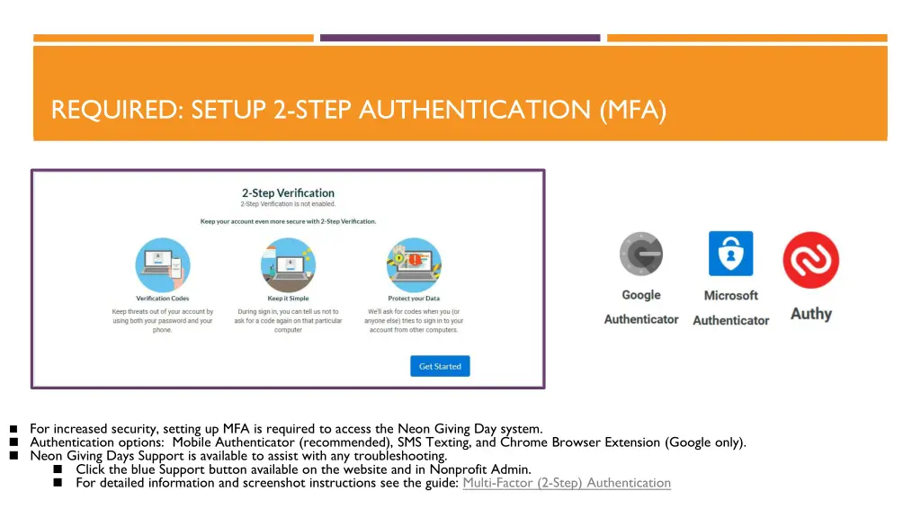 required setup 2 step authentication mfa