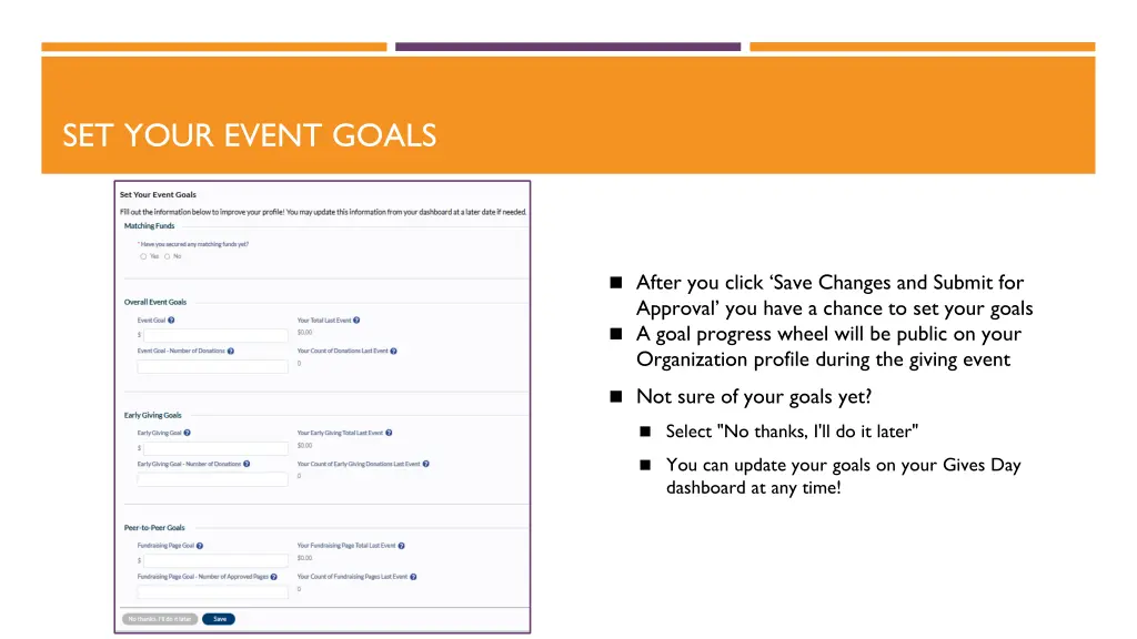 set your event goals