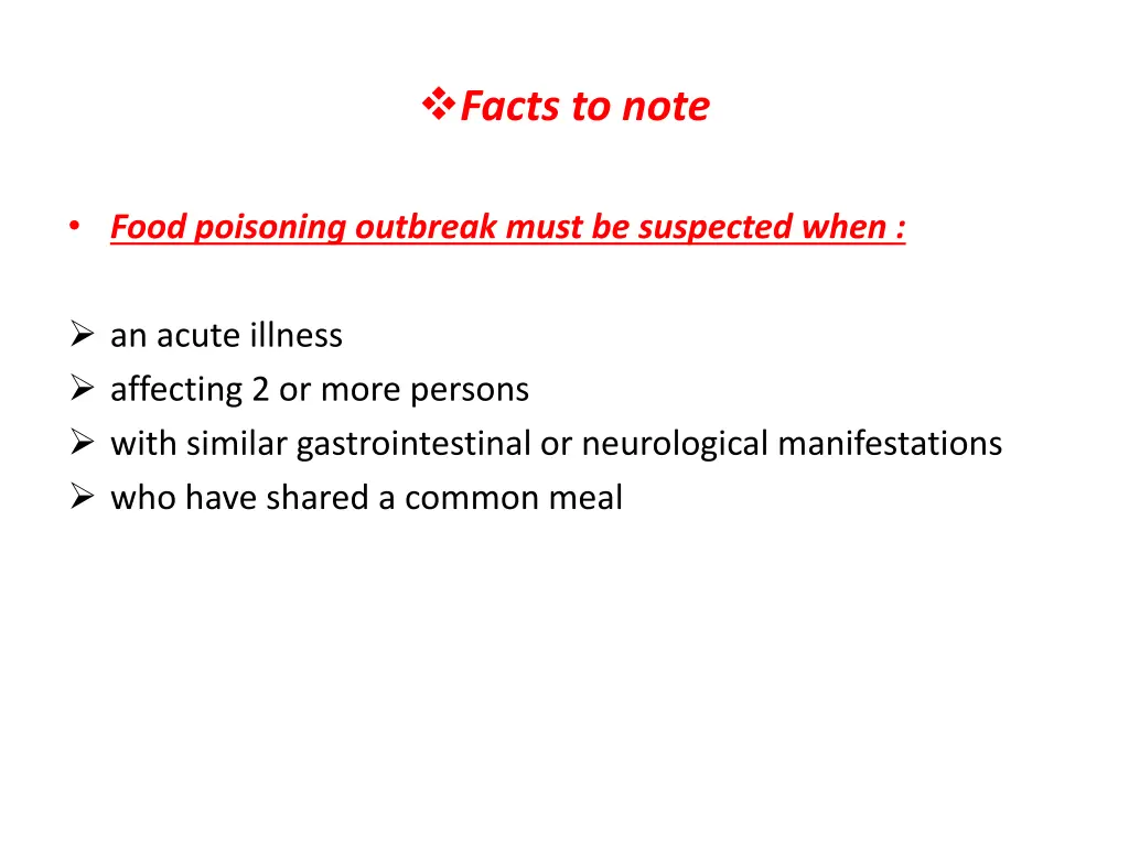 facts to note