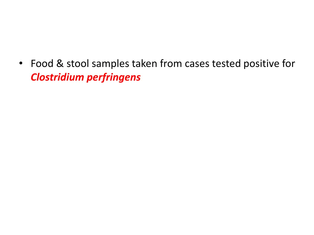 food stool samples taken from cases tested
