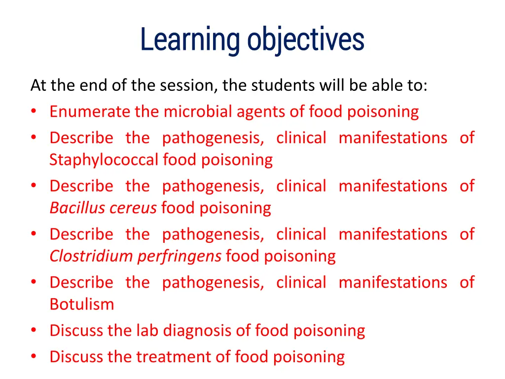 learning objectives learning objectives