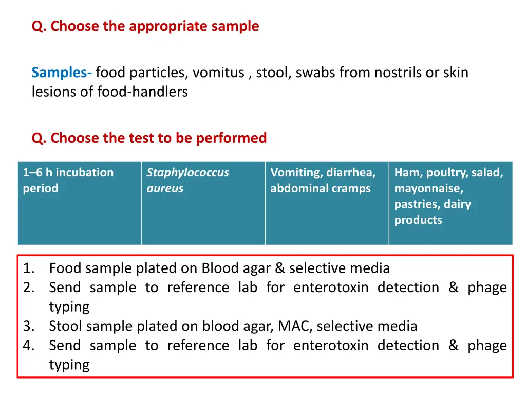 q choose the appropriate sample
