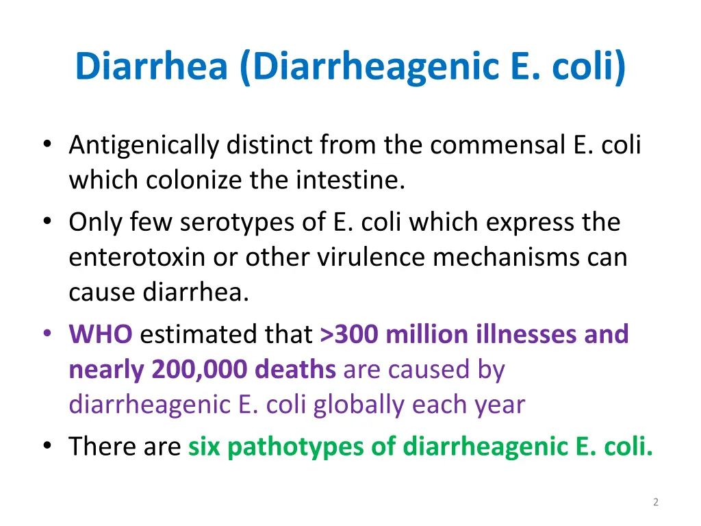 diarrhea diarrheagenic e coli