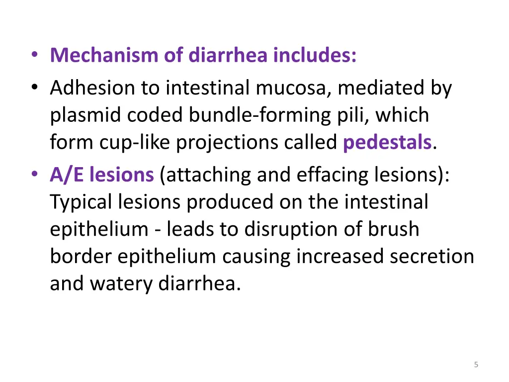mechanism of diarrhea includes adhesion
