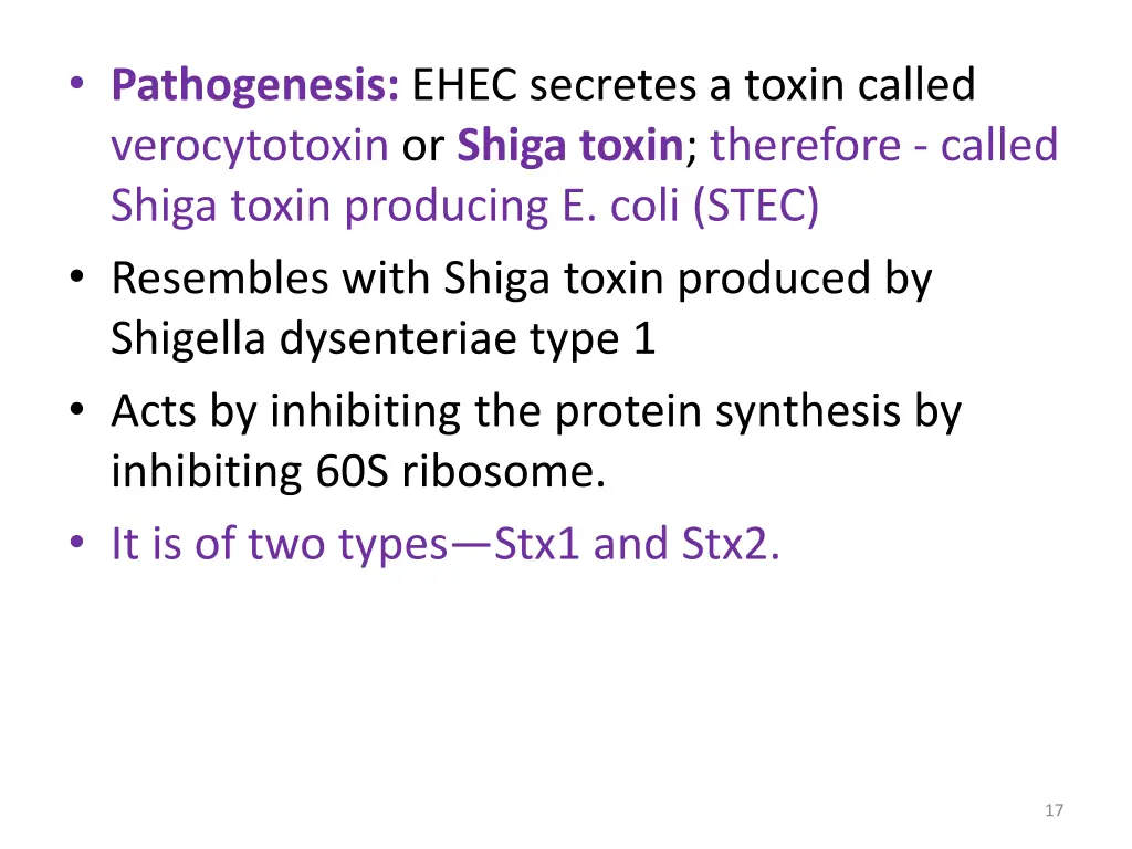 pathogenesis ehec secretes a toxin called