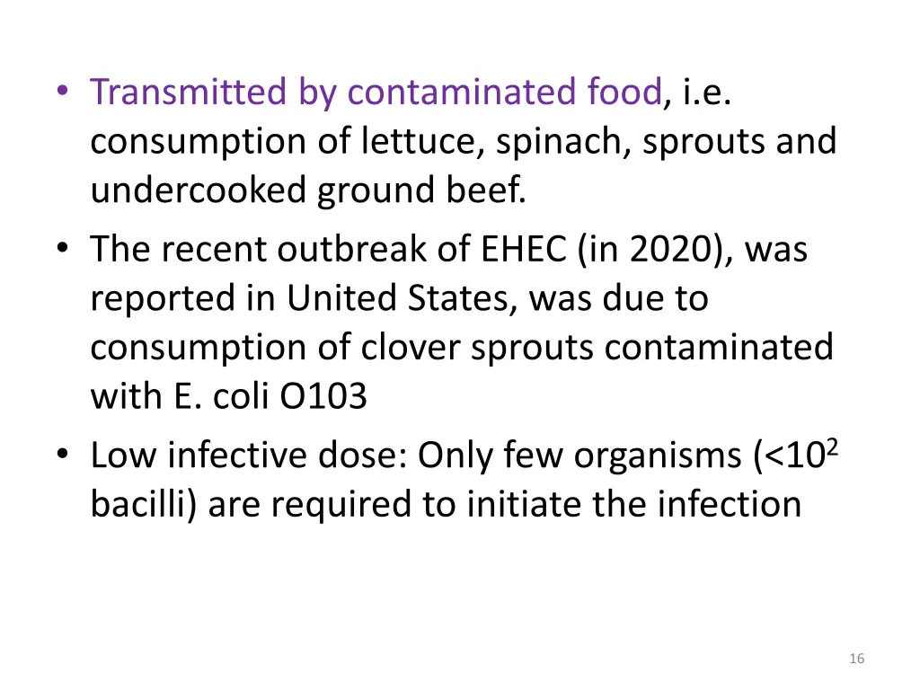 transmitted by contaminated food i e consumption