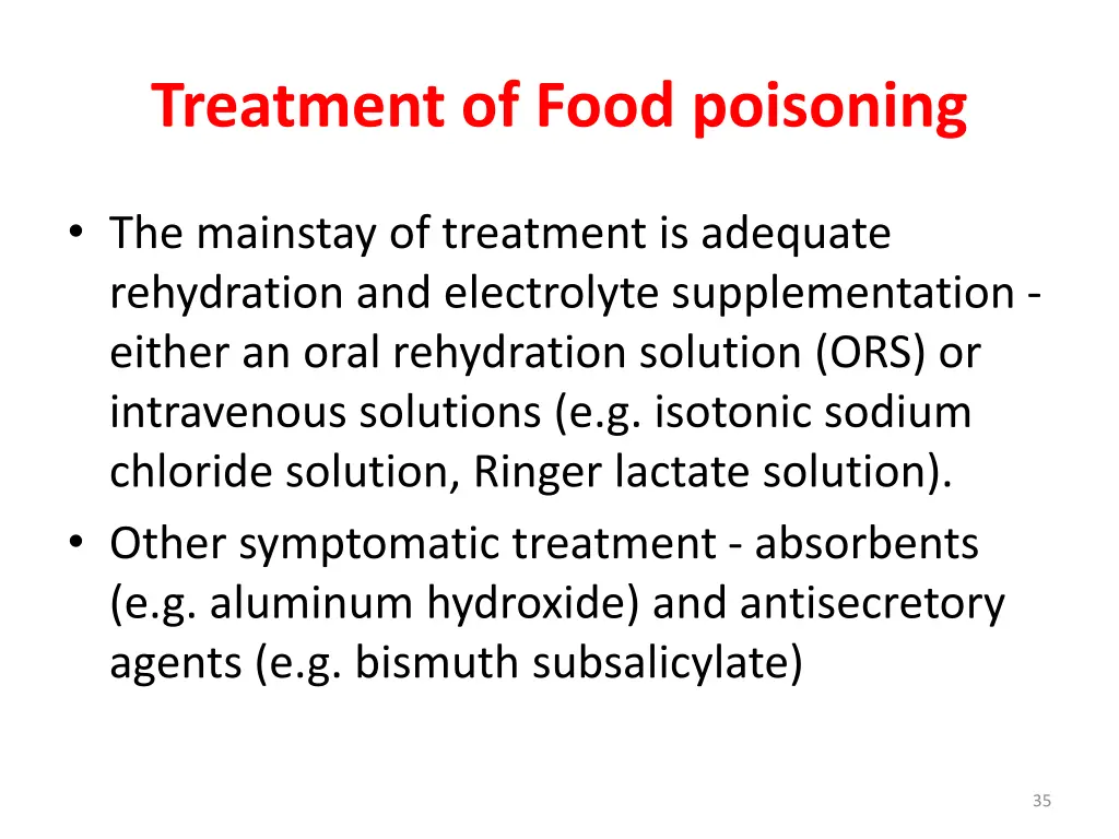 treatment of food poisoning