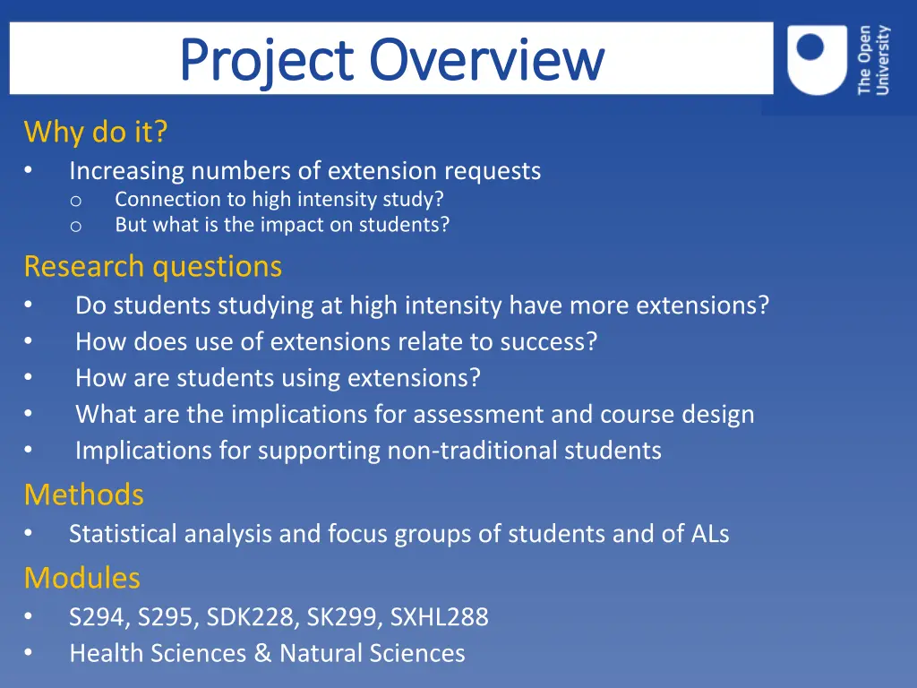 project overview project overview