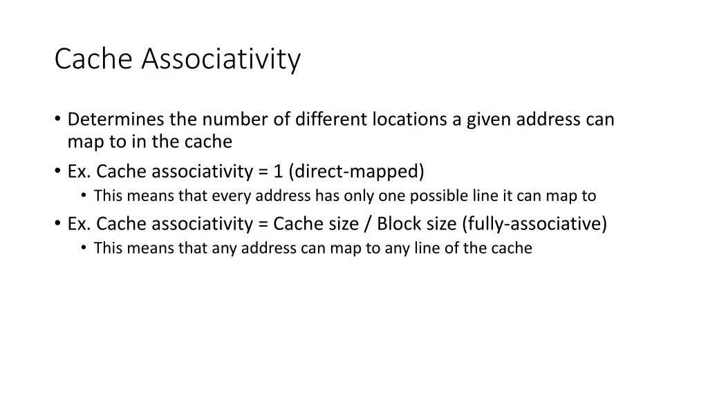 cache associativity
