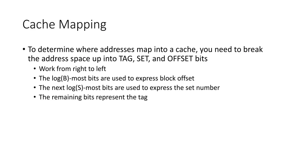 cache mapping