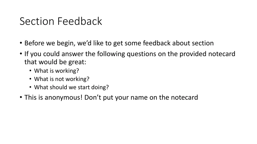 section feedback