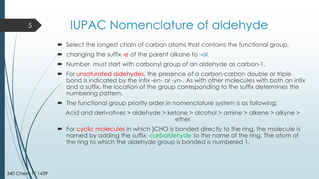 iupac nomenclature of aldehyde