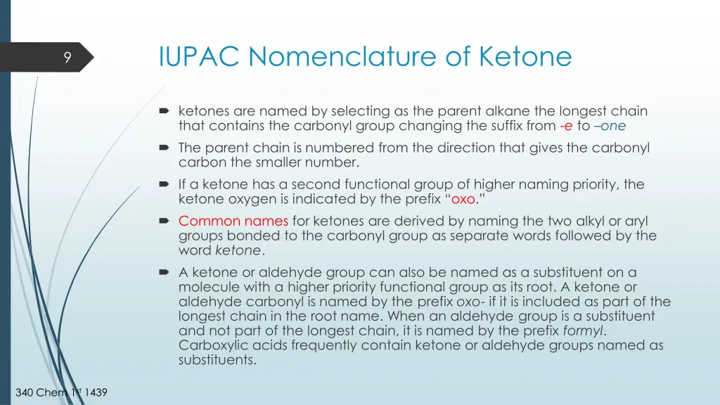 iupac nomenclature of ketone
