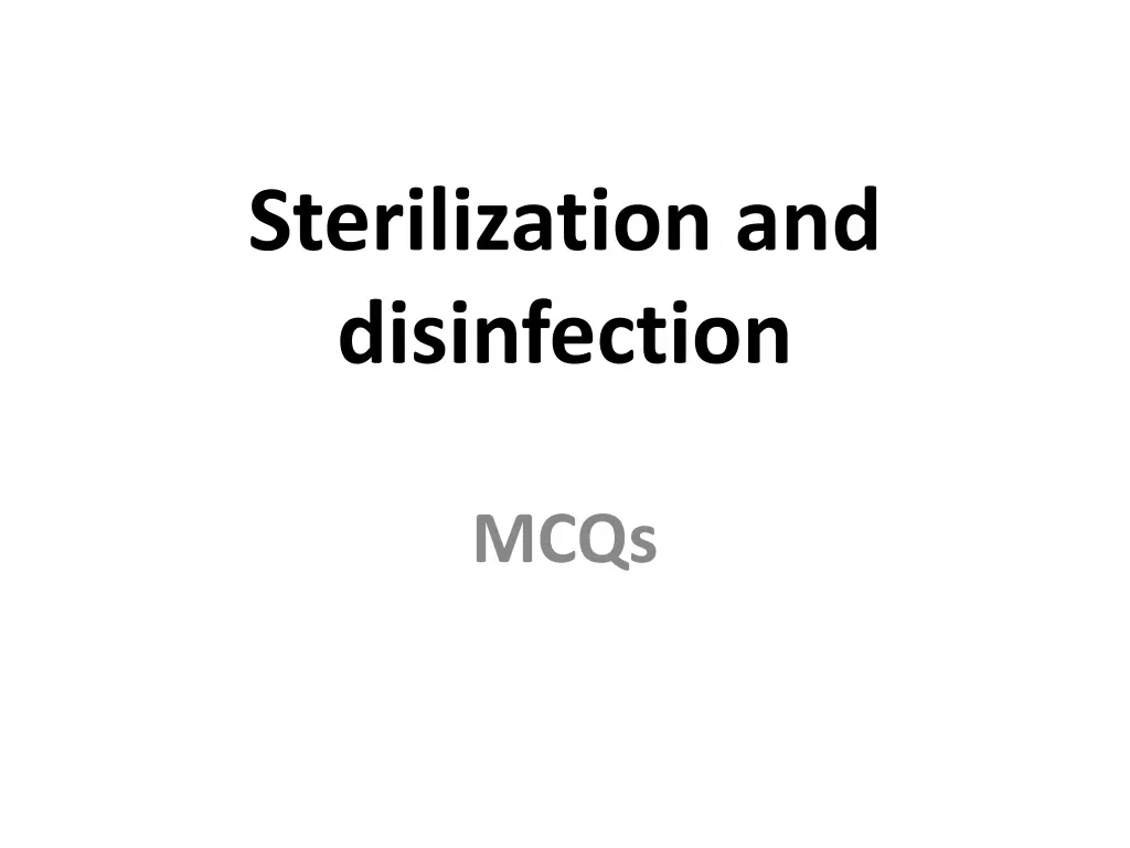 sterilization and disinfection