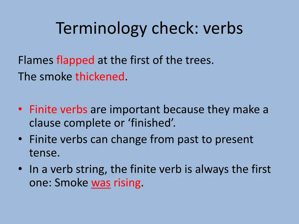 terminology check verbs