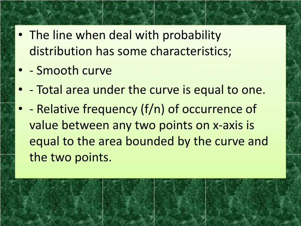 the line when deal with probability distribution