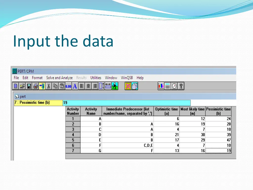 input the data