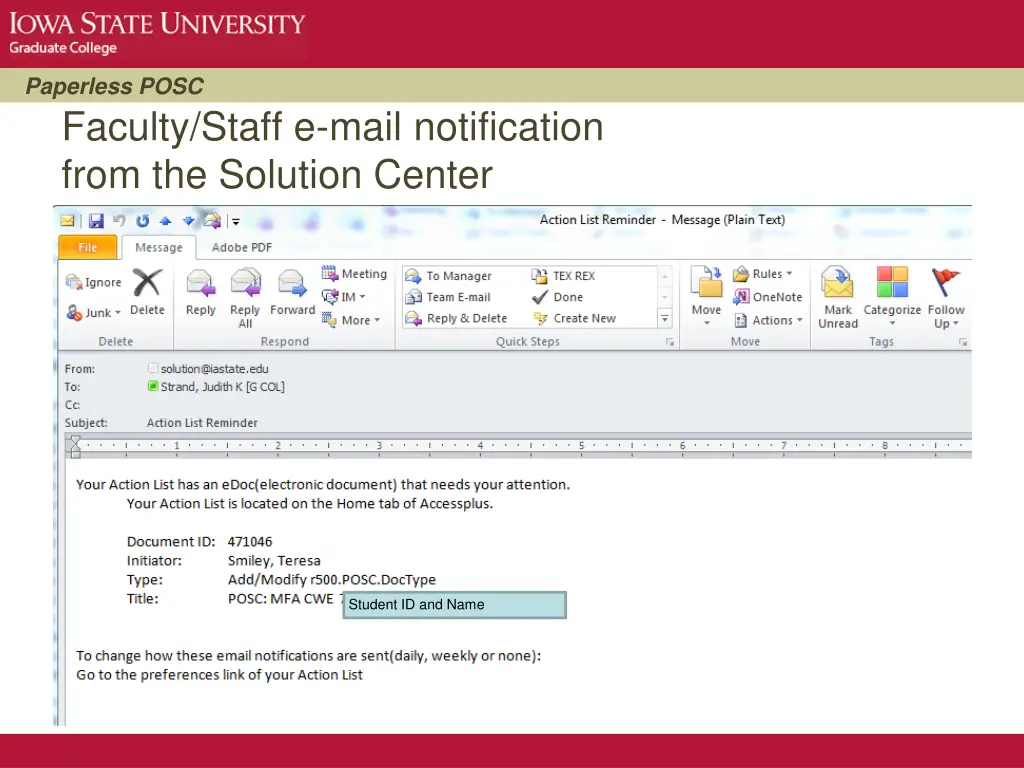 paperless posc faculty staff e mail notification