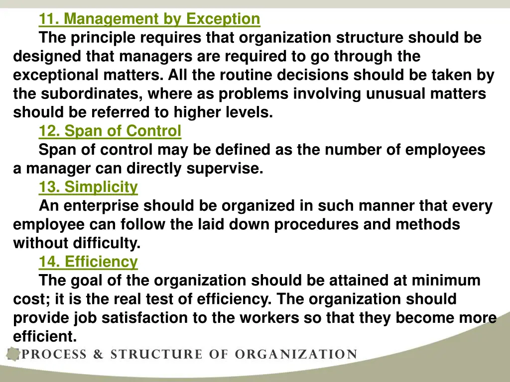 11 management by exception the principle requires