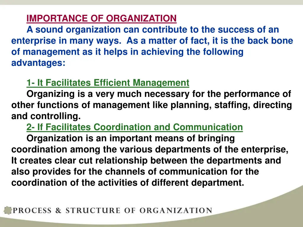 importance of organization a sound organization