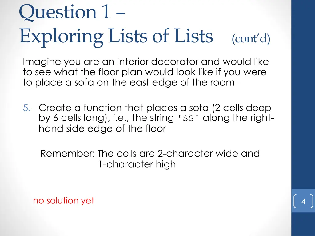 question 1 exploring lists of lists cont d