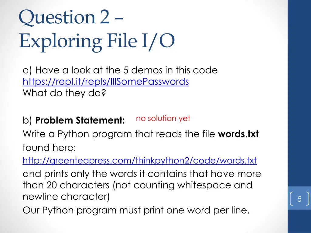 question 2 exploring file i o