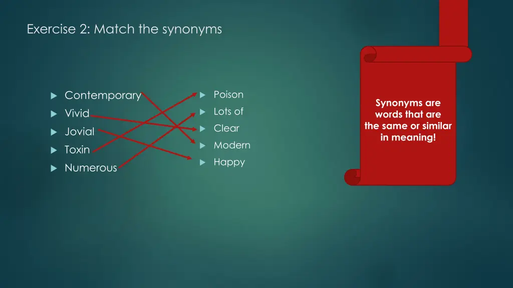 exercise 2 match the synonyms