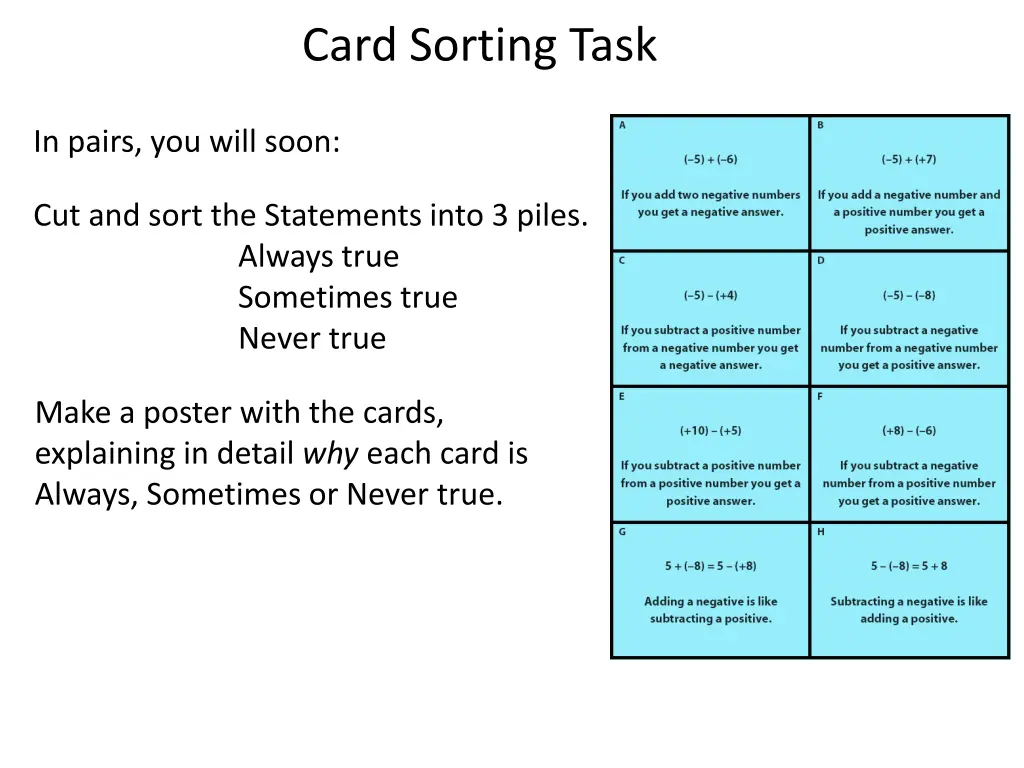 card sorting task