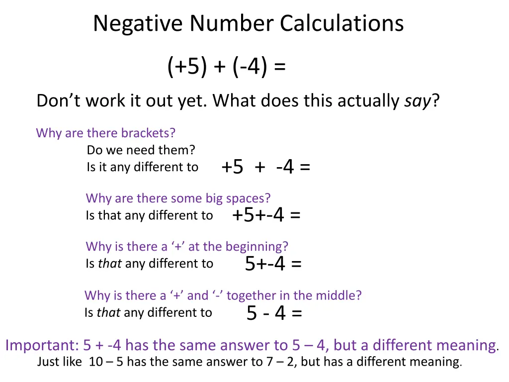 negative number calculations