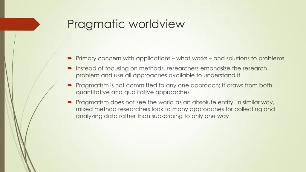 pragmatic worldview