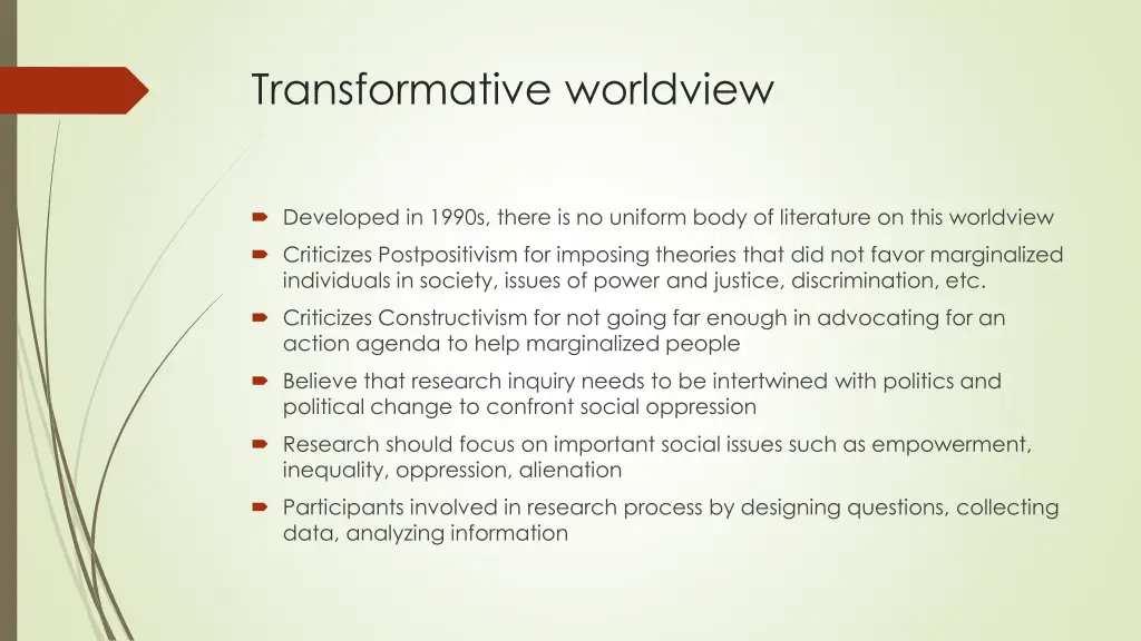 transformative worldview