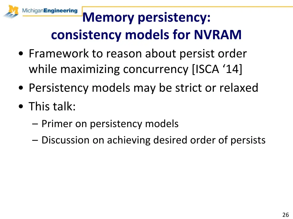 memory persistency consistency models for nvram
