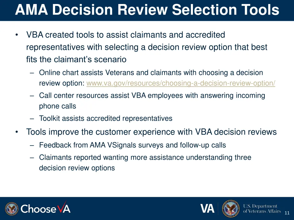 ama decision review selection tools